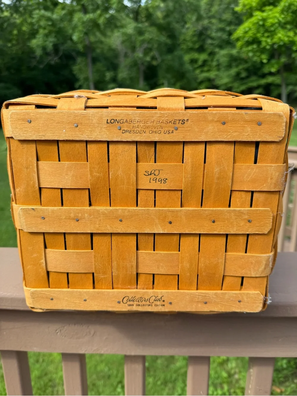 Longaberger Collectors Club Harbor Basket Blue/Green Plaid Lined 1998